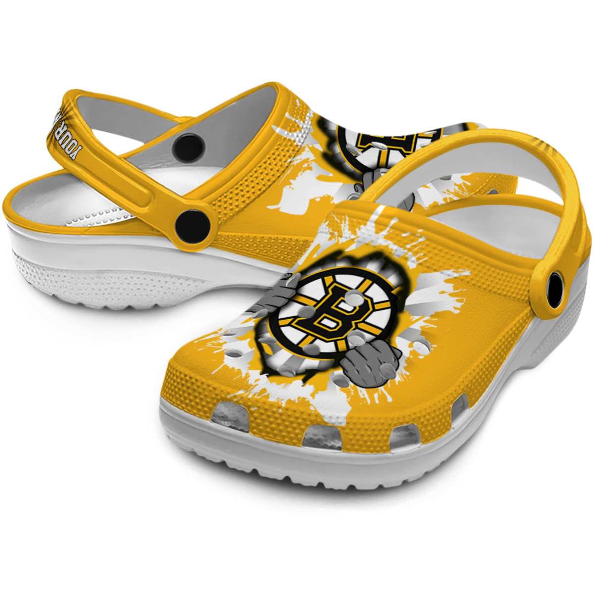 Merchidea Boston Bruins NHL Sport Crocs Crocband Clogs Shoes Comfortable For Men Women and Kids