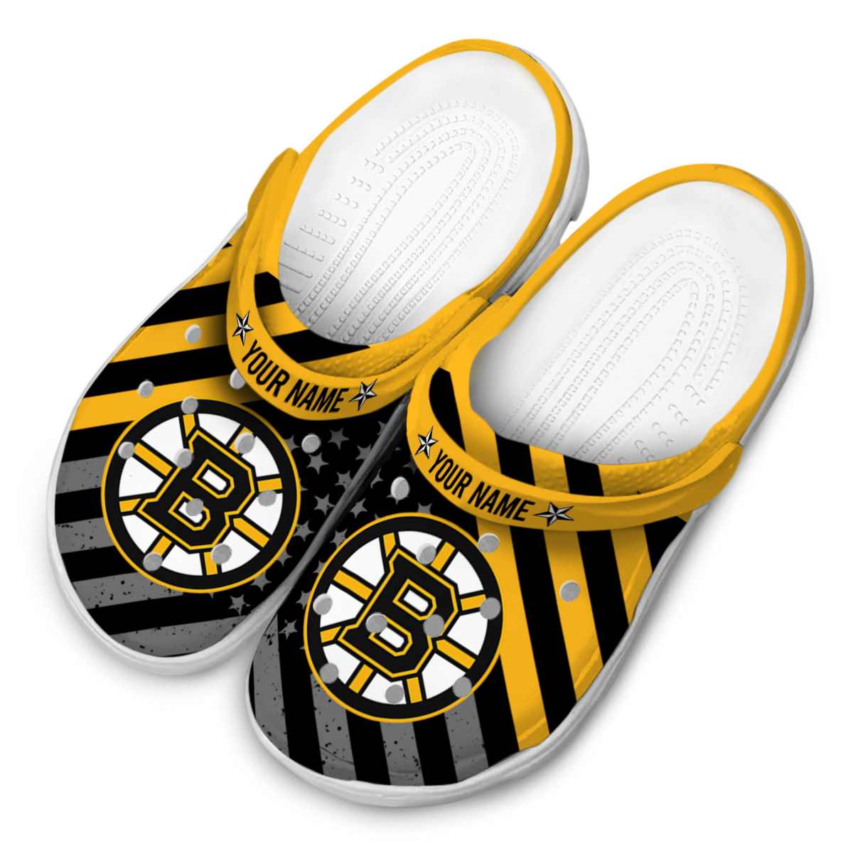 Merchidea Boston Bruins NHL Sport Crocs Crocband Clogs Shoes Comfortable For Men Women and Kids