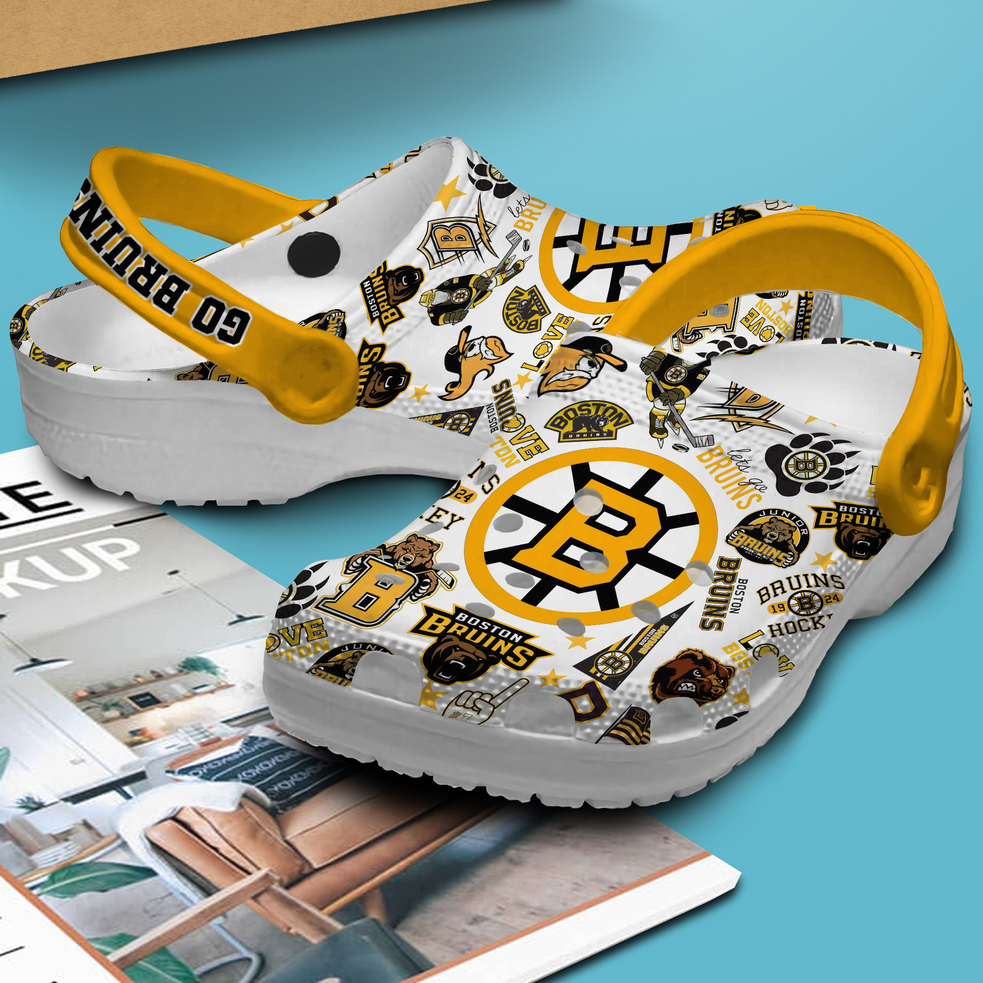 Merchidea Boston Bruins NHL Sport Crocs Crocband Clogs Shoes Comfortable For Men Women and Kids