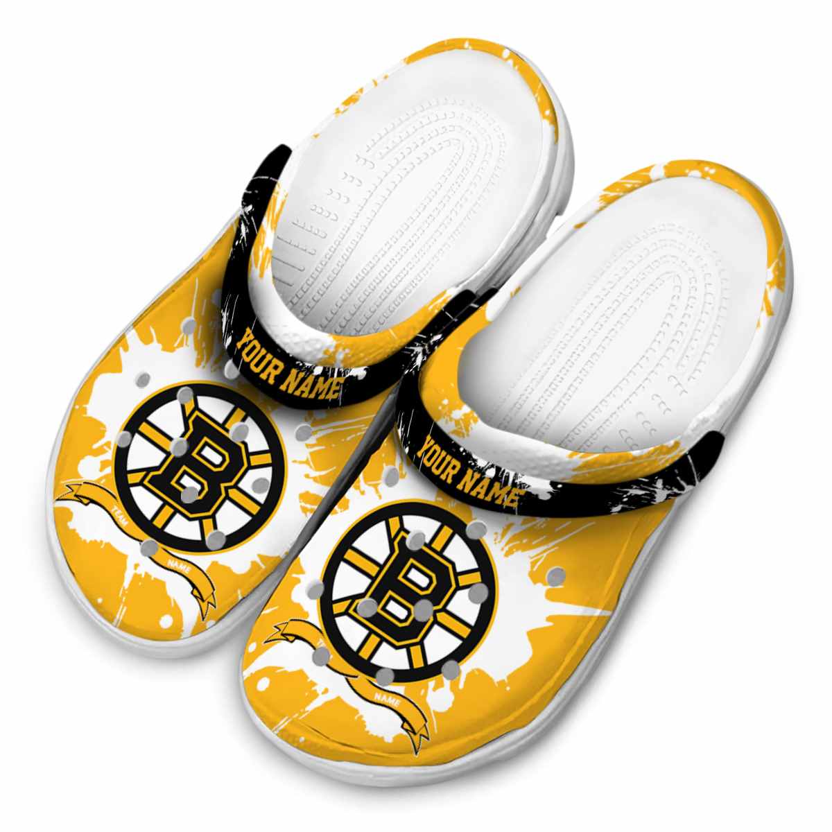 Merchidea Boston Bruins NHL Sport Crocs Crocband Clogs Shoes Comfortable For Men Women and Kids