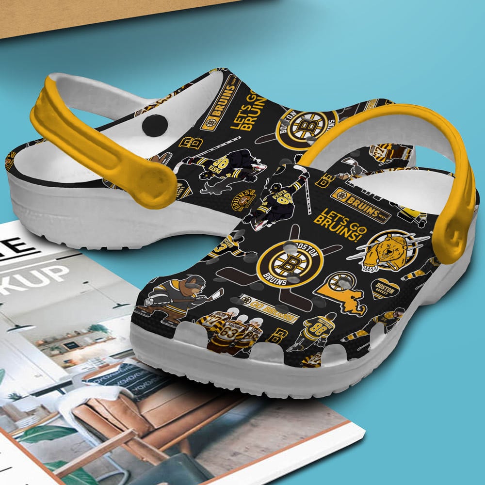 Merchidea Boston Bruins NHL Sport Crocs Crocband Clogs Shoes Comfortable For Men Women and Kids