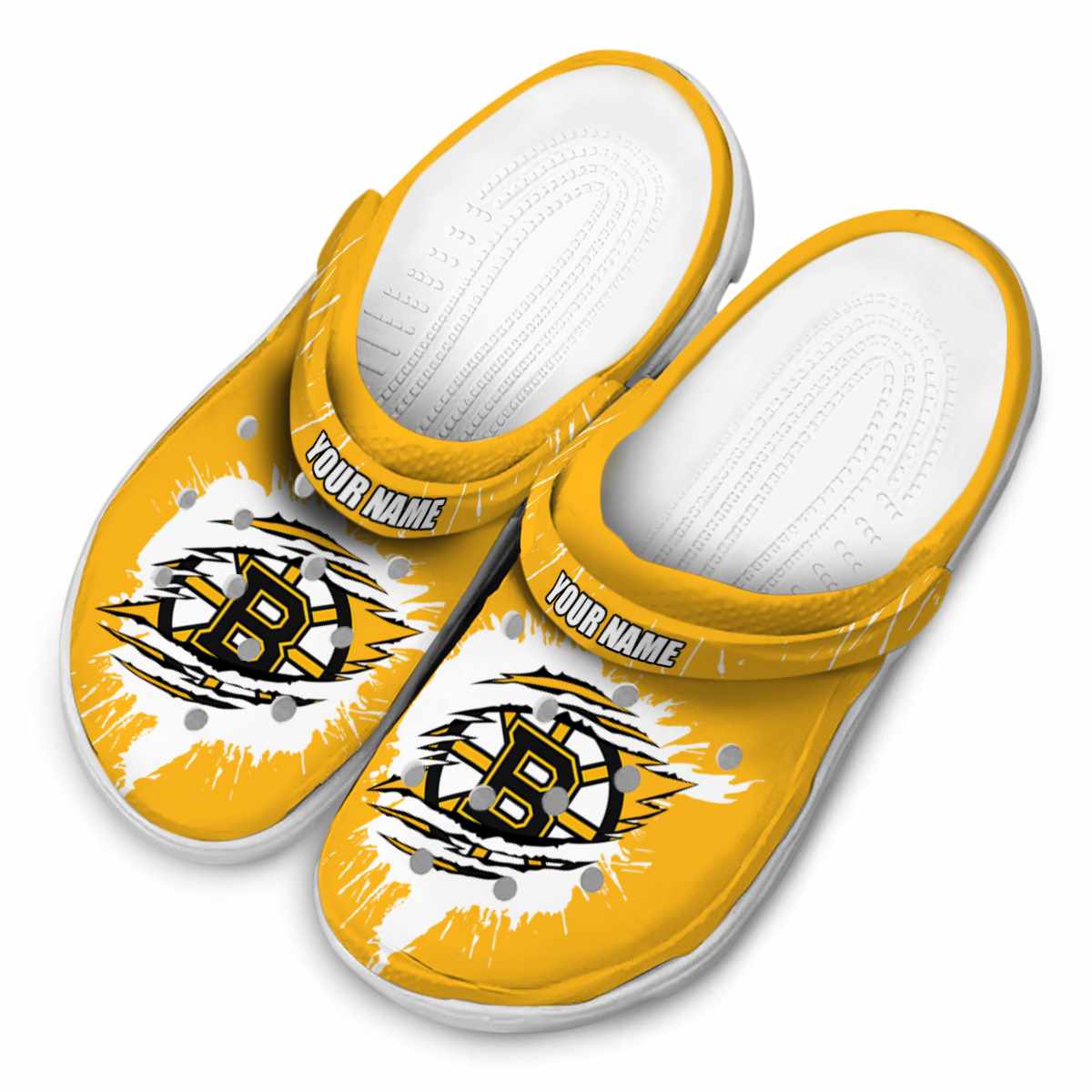 Merchidea Boston Bruins NHL Sport Crocs Crocband Clogs Shoes Comfortable For Men Women and Kids