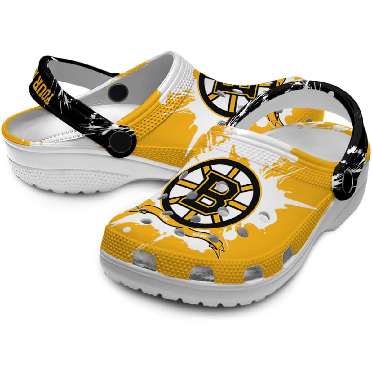 Merchidea Boston Bruins NHL Sport Crocs Crocband Clogs Shoes Comfortable For Men Women and Kids