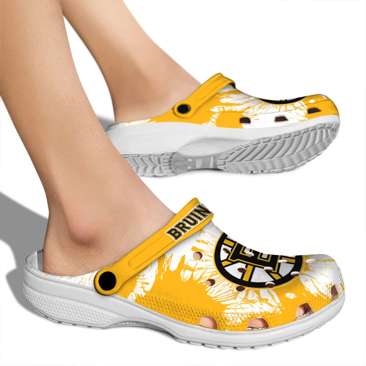 Merchidea Boston Bruins NHL Sport Crocs Crocband Clogs Shoes Comfortable For Men Women and Kids