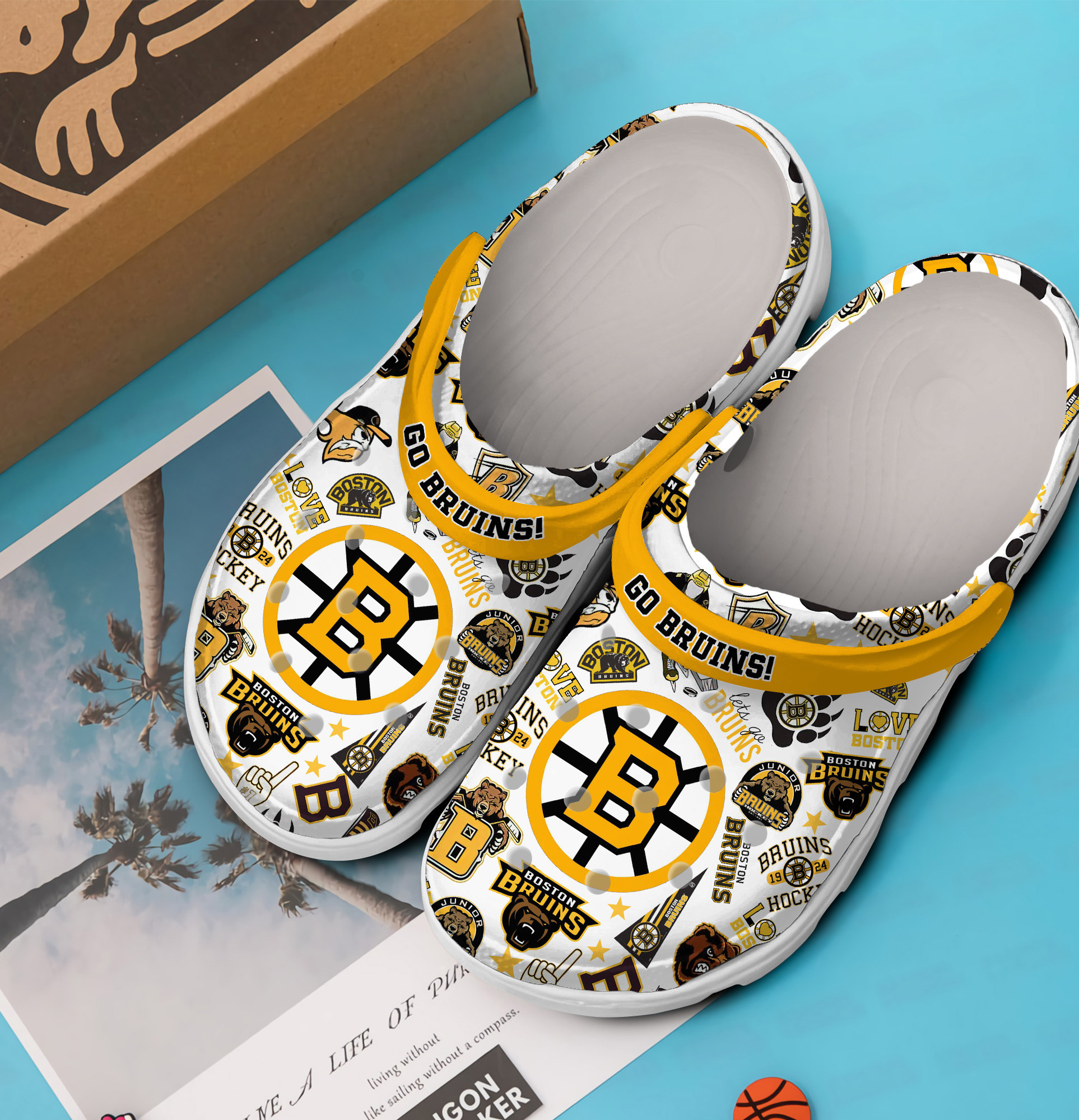 Merchidea Boston Bruins NHL Sport Crocs Crocband Clogs Shoes Comfortable For Men Women and Kids