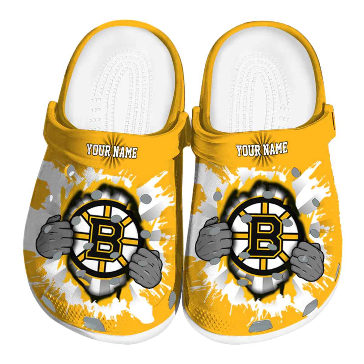 Merchidea Boston Bruins NHL Sport Crocs Crocband Clogs Shoes Comfortable For Men Women and Kids