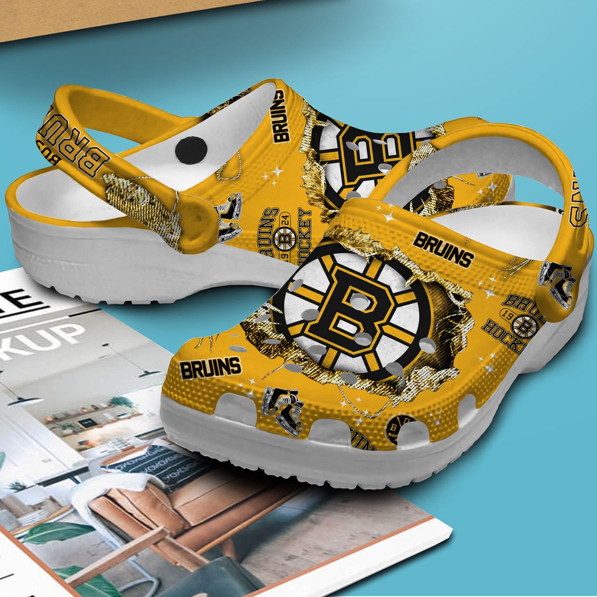 Merchidea Boston Bruins NHL Sport Crocs Crocband Clogs Shoes Comfortable For Men Women and Kids