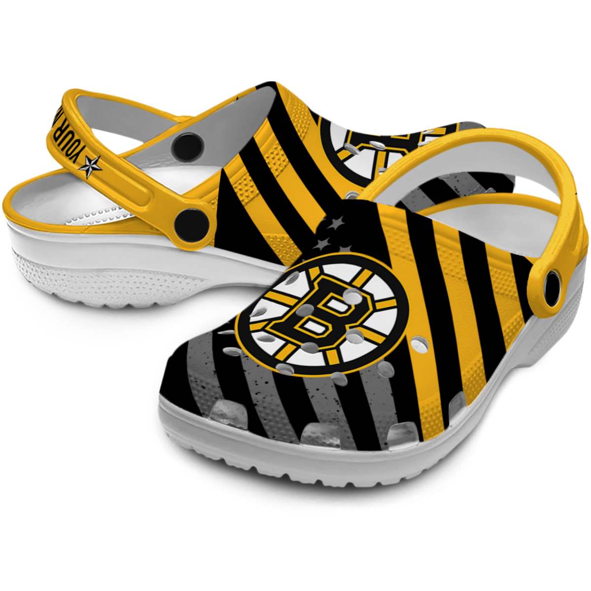 Merchidea Boston Bruins NHL Sport Crocs Crocband Clogs Shoes Comfortable For Men Women and Kids
