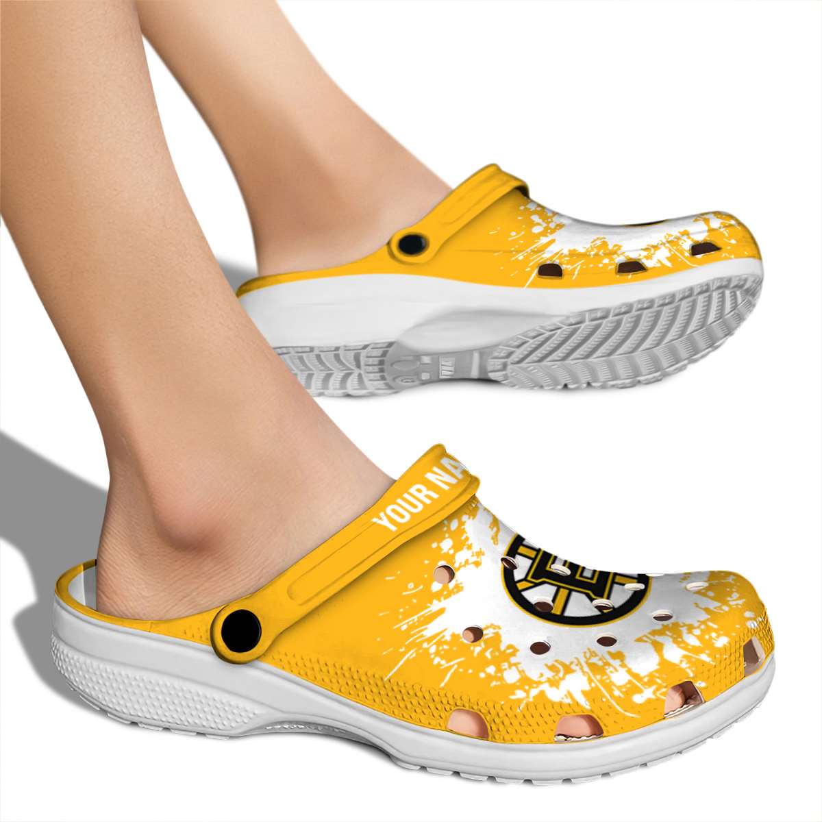 Merchidea Boston Bruins NHL Sport Crocs Crocband Clogs Shoes Comfortable For Men Women and Kids