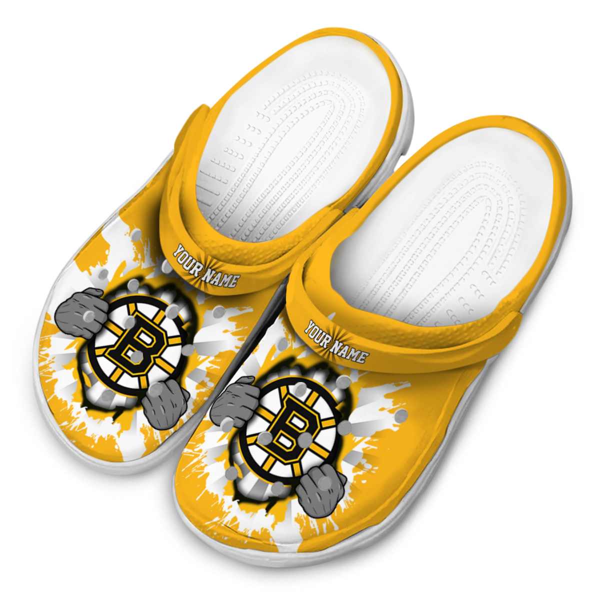 Merchidea Boston Bruins NHL Sport Crocs Crocband Clogs Shoes Comfortable For Men Women and Kids
