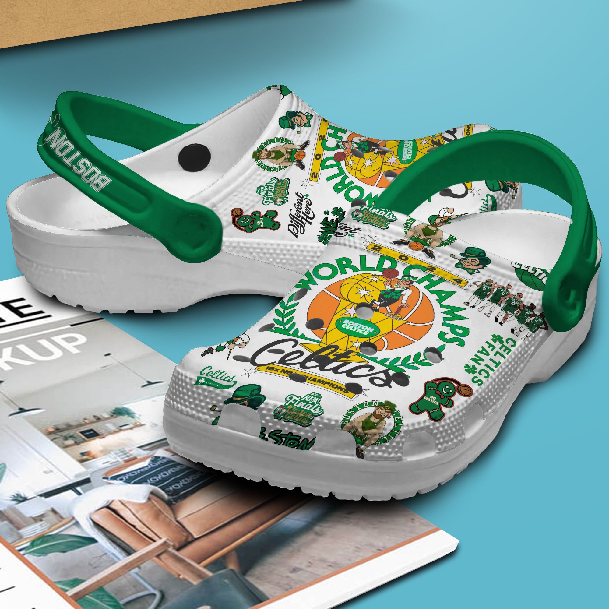 Merchidea Boston Celtics NBA Sport Crocs Crocband Clogs Shoes Comfortable For Men Women and Kids