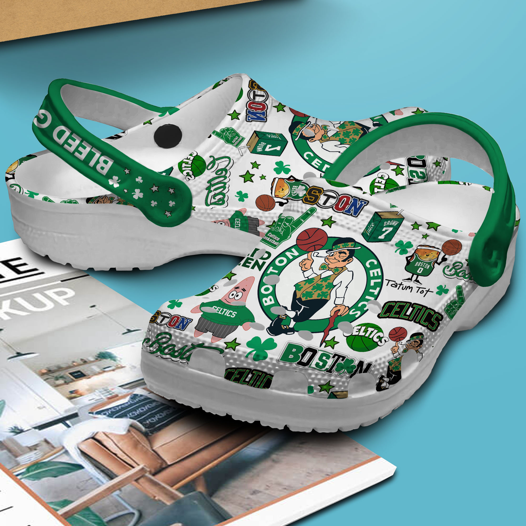 Merchidea Boston Celtics NBA Sport Crocs Crocband Clogs Shoes Comfortable For Men Women and Kids