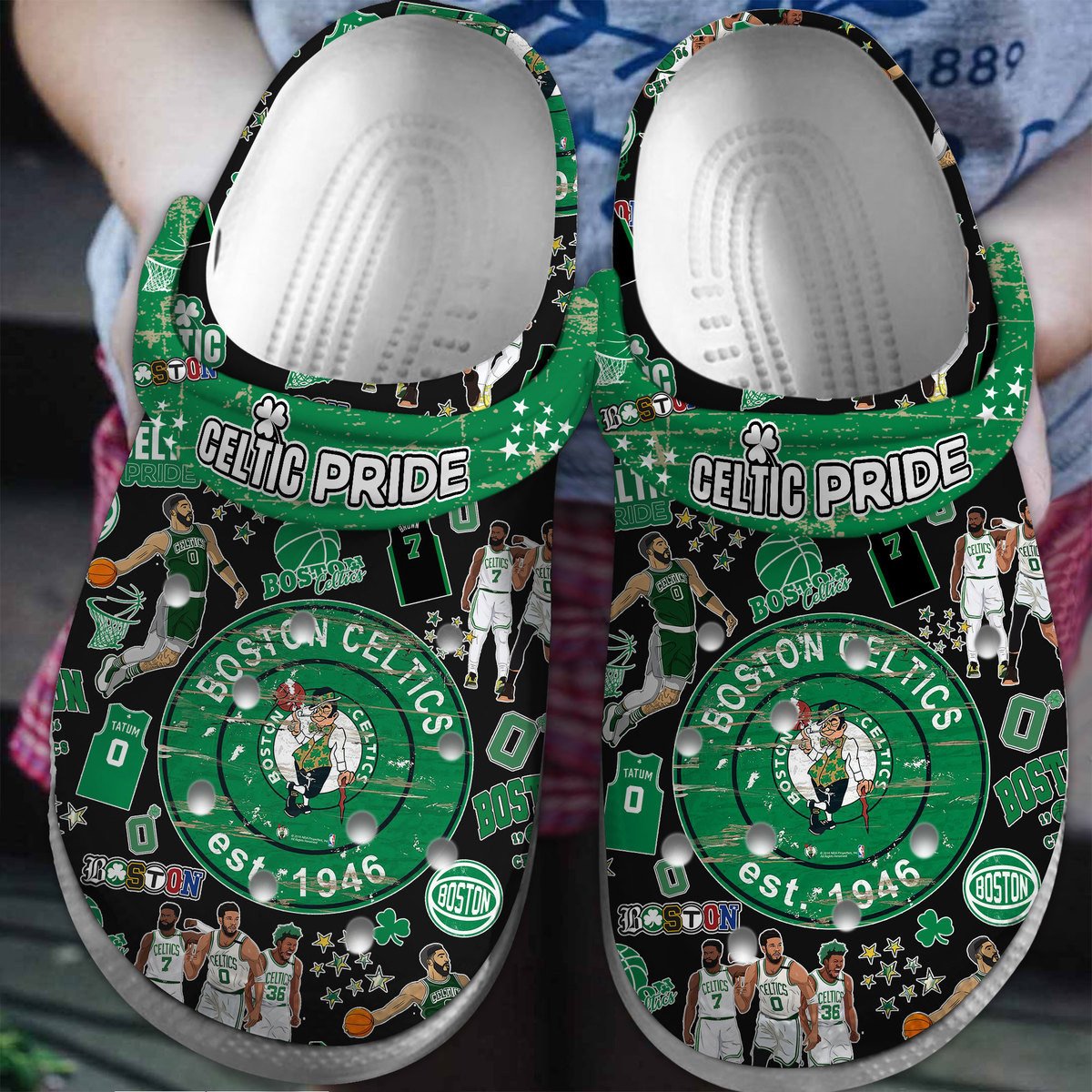 Merchidea Boston Celtics NBA Sport Crocs Crocband Clogs Shoes Comfortable For Men Women and Kids