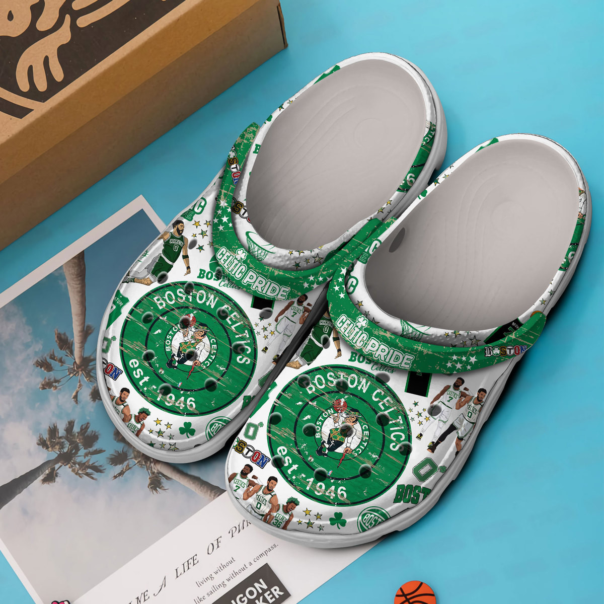 Merchidea Boston Celtics NBA Sport Crocs Crocband Clogs Shoes Comfortable For Men Women and Kids