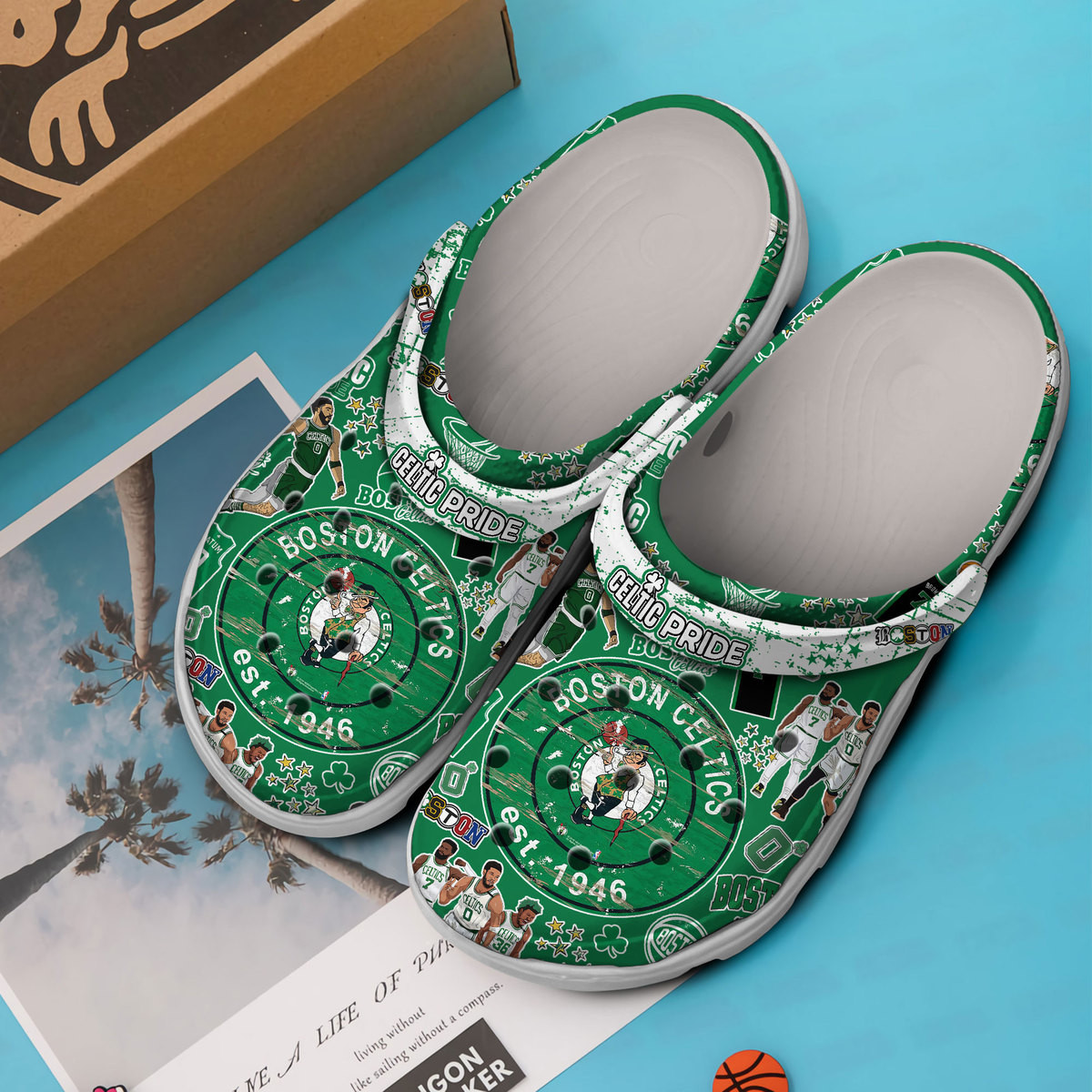 Merchidea Boston Celtics NBA Sport Crocs Crocband Clogs Shoes Comfortable For Men Women and Kids
