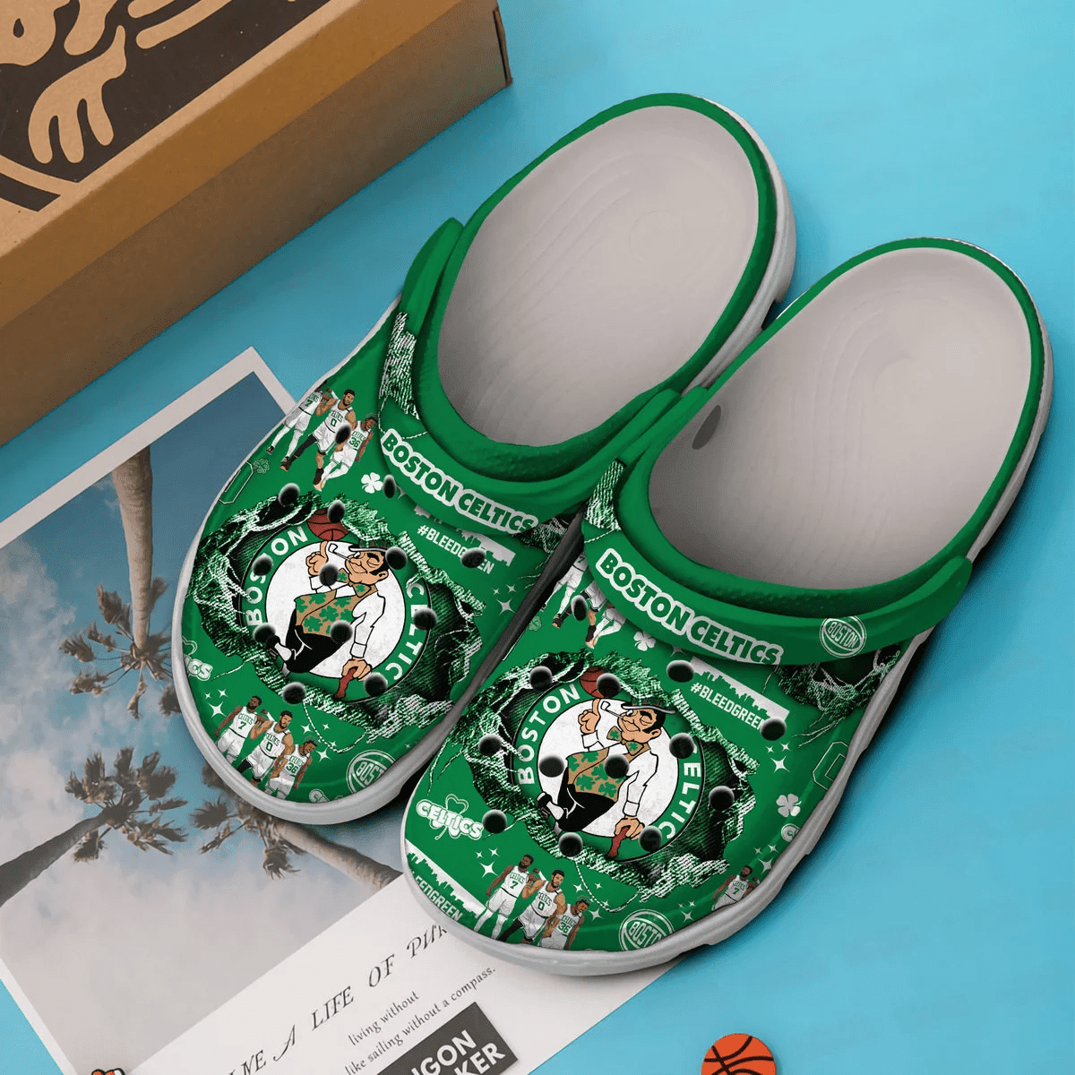 Merchidea Boston Celtics NBA Sport Crocs Crocband Clogs Shoes Comfortable For Men Women and Kids