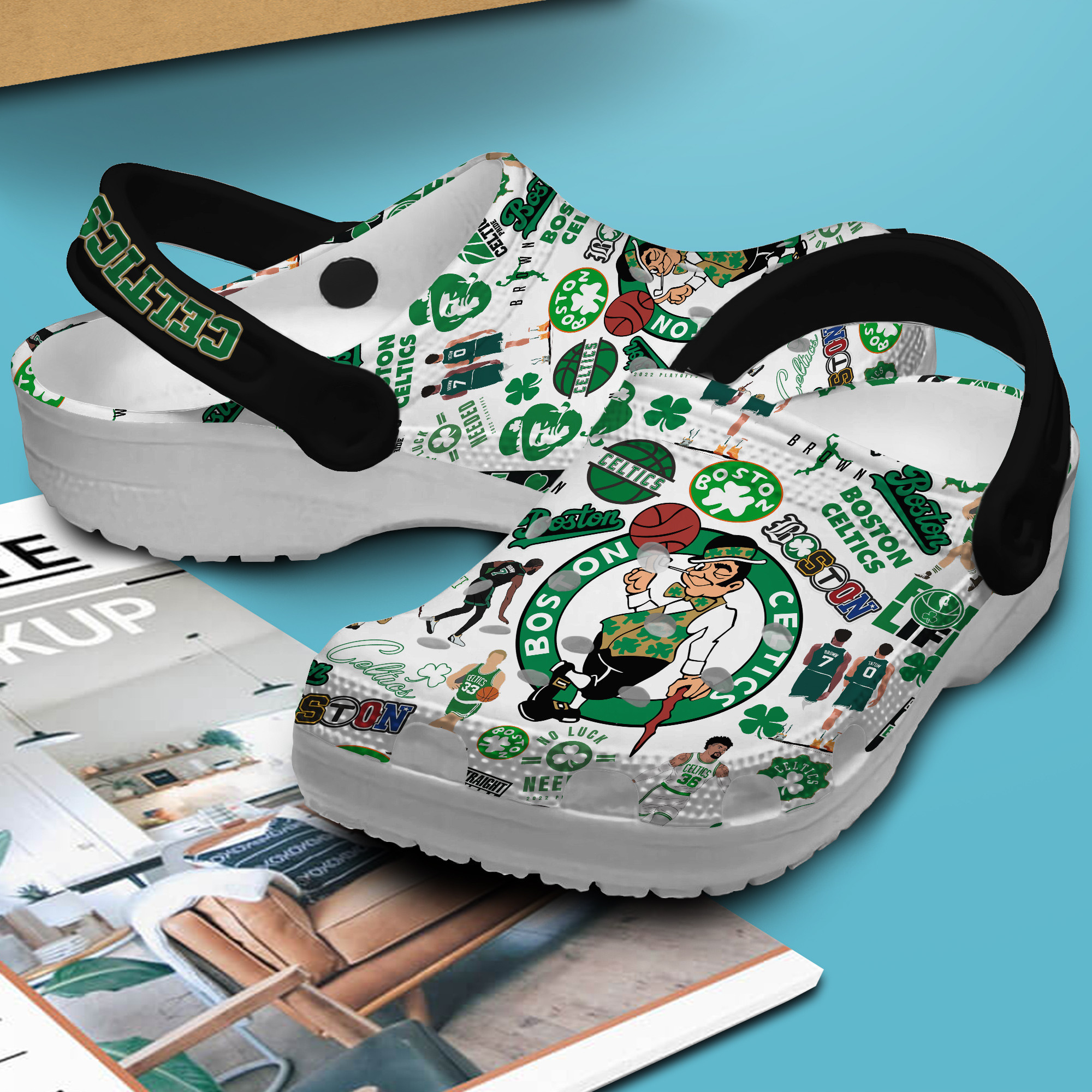 Merchidea Boston Celtics NBA Sport Crocs Crocband Clogs Shoes Comfortable For Men Women and Kids