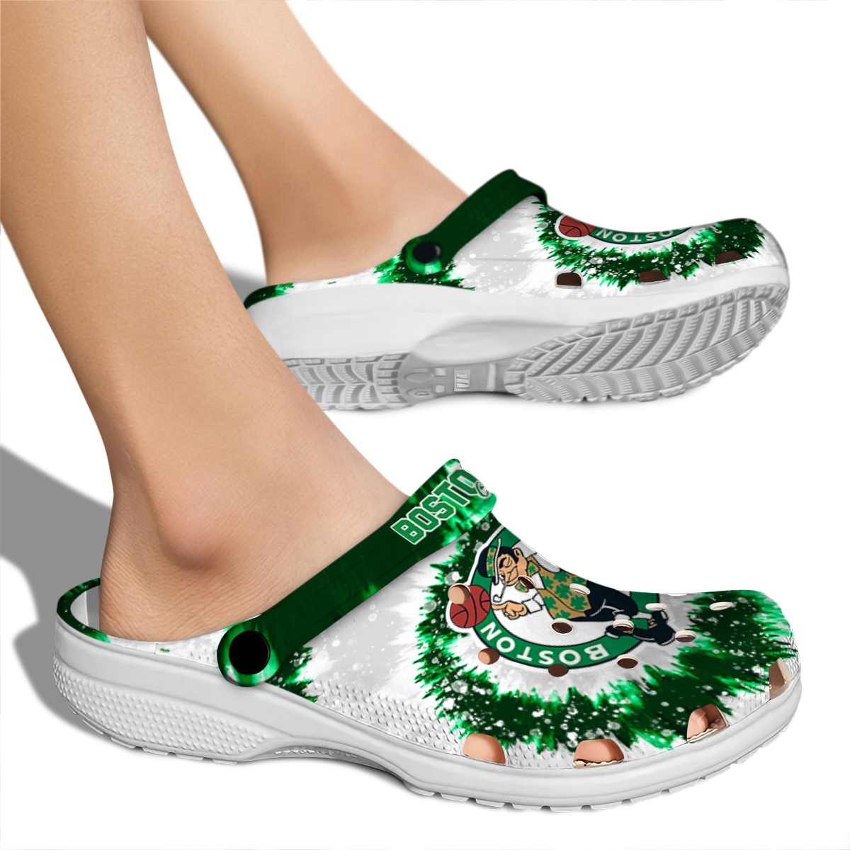 Merchidea Boston Celtics NBA Sport Crocs Crocband Clogs Shoes Comfortable For Men Women and Kids