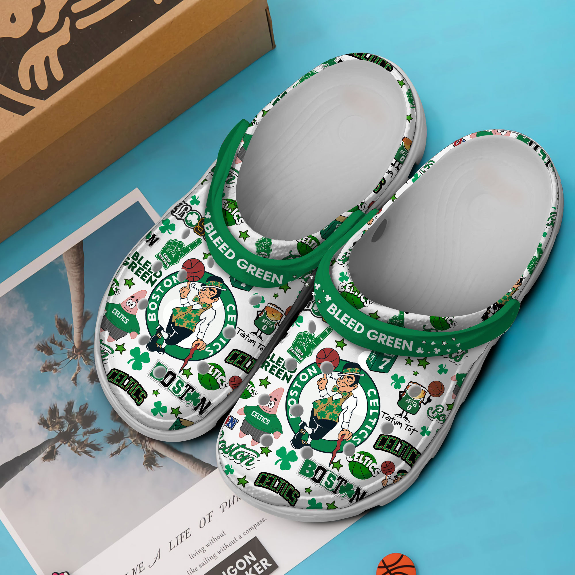 Merchidea Boston Celtics NBA Sport Crocs Crocband Clogs Shoes Comfortable For Men Women and Kids