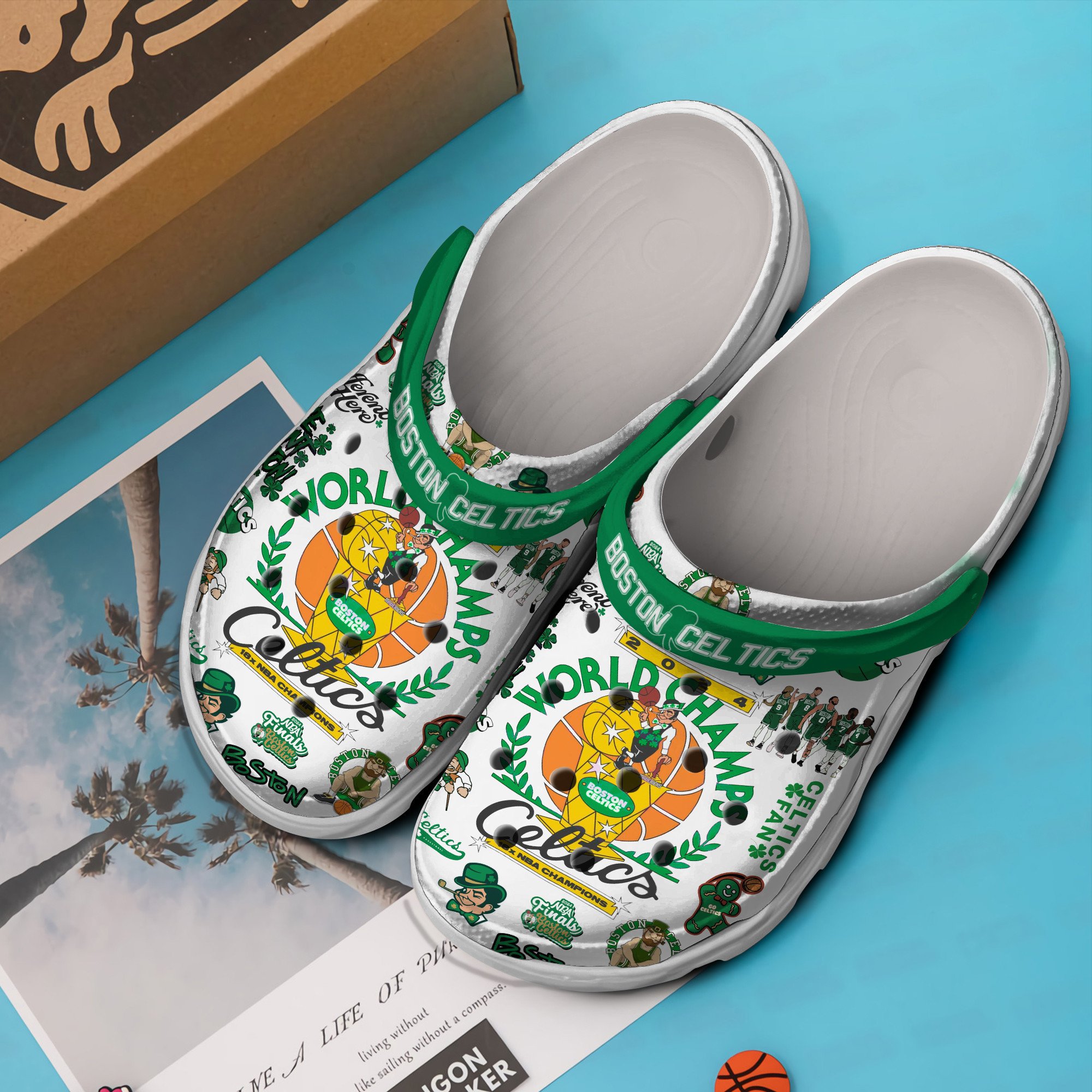 Merchidea Boston Celtics NBA Sport Crocs Crocband Clogs Shoes Comfortable For Men Women and Kids