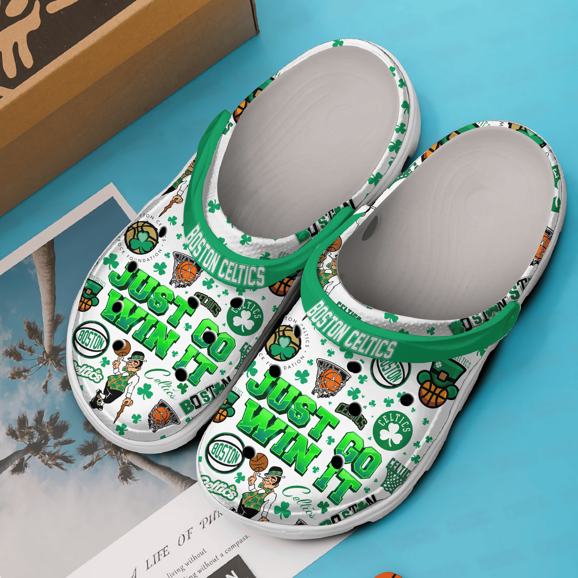 Merchidea Boston Celtics NBA Sport Crocs Crocband Clogs Shoes Comfortable For Men Women and Kids