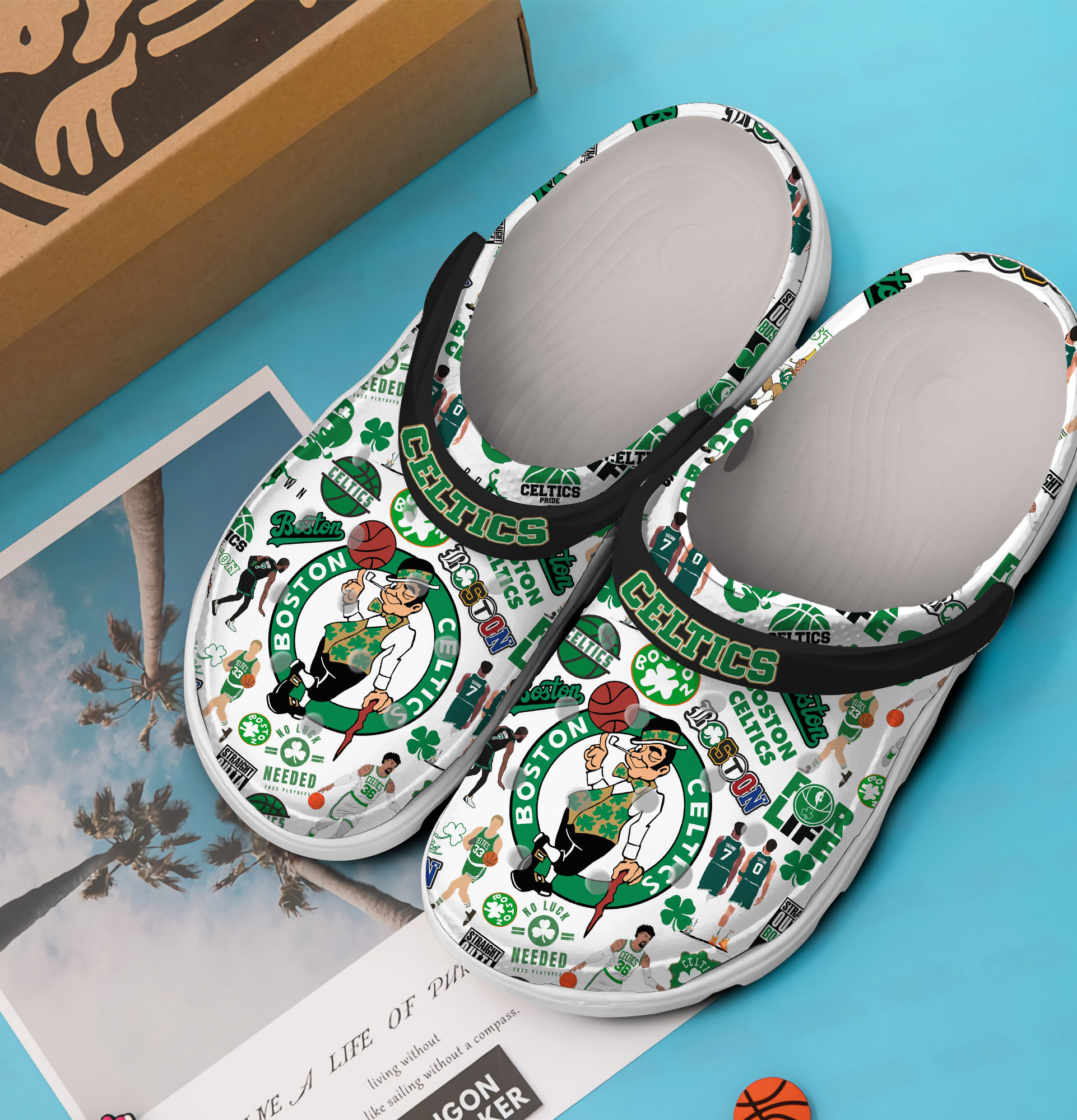 Merchidea Boston Celtics NBA Sport Crocs Crocband Clogs Shoes Comfortable For Men Women and Kids