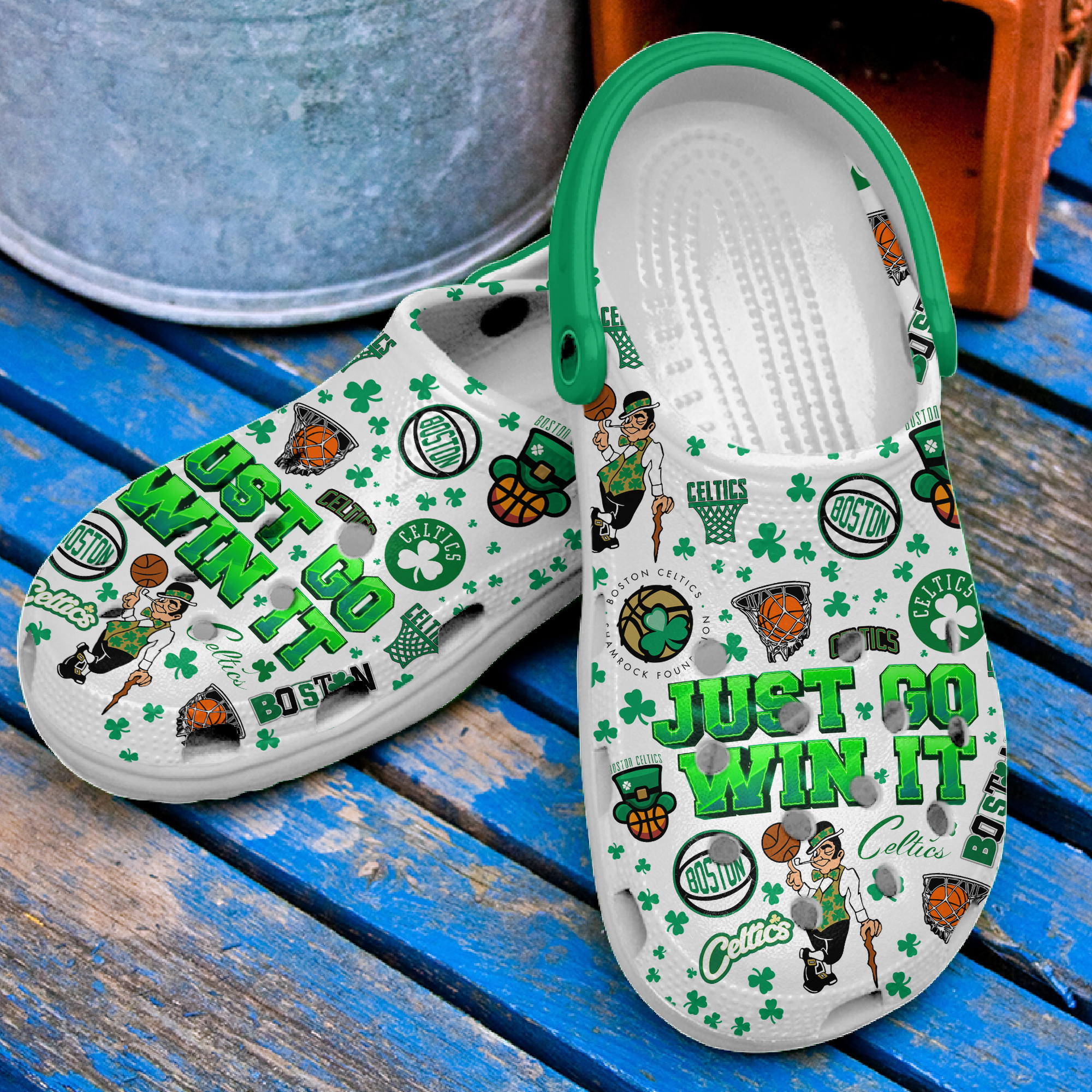 Merchidea Boston Celtics NBA Sport Crocs Crocband Clogs Shoes Comfortable For Men Women and Kids
