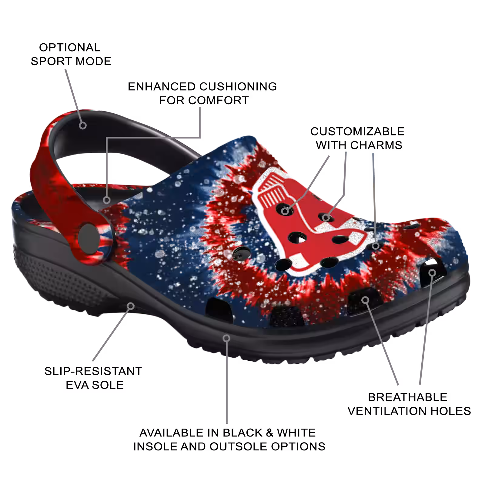 Merchidea Boston Red Sox MLB Sport Crocs Crocband Clogs Shoes Comfortable For Men Women and Kids