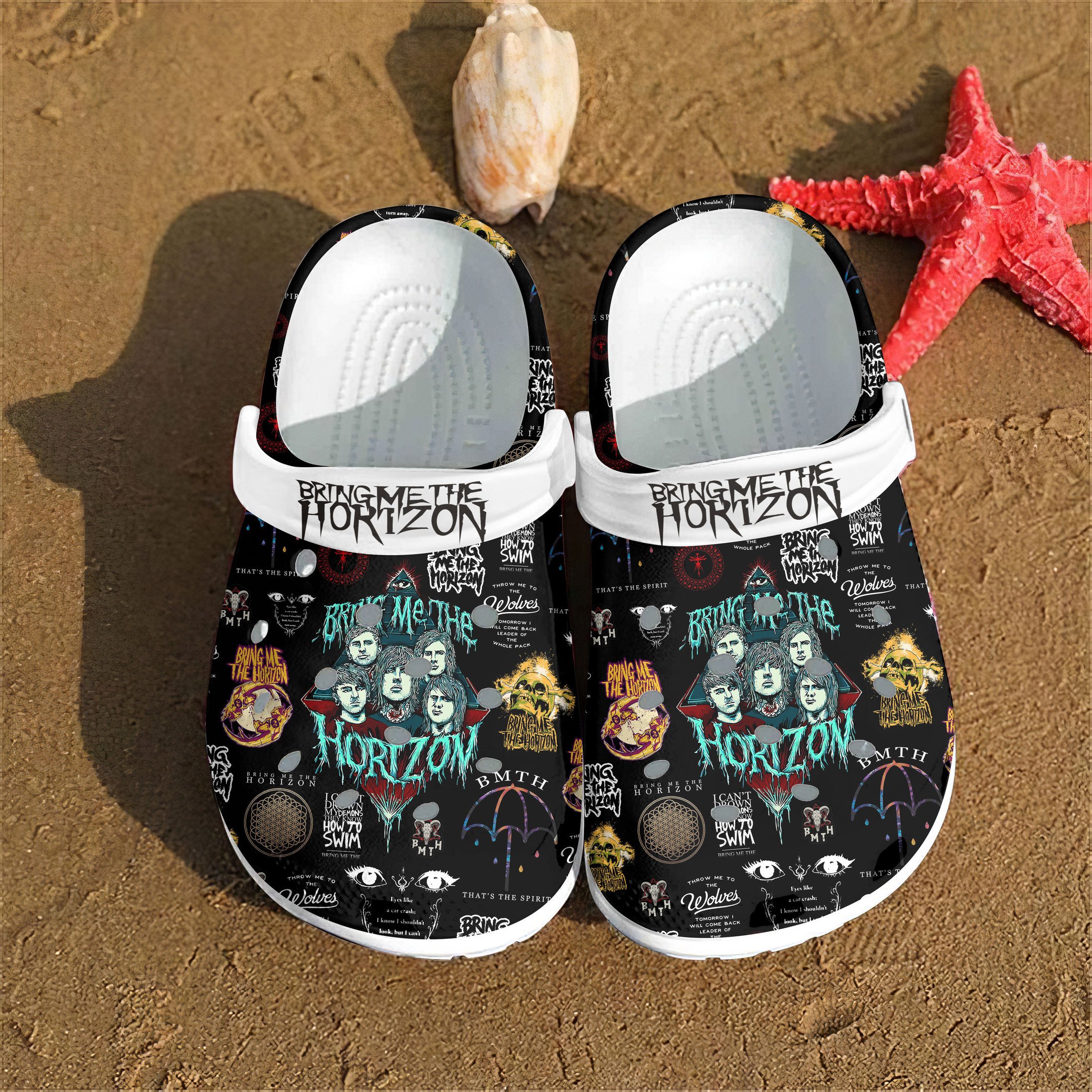 Merchidea Bring me the Horizon Music Crocs Crocband Clogs Shoes Comfortable For Men Women and Kids