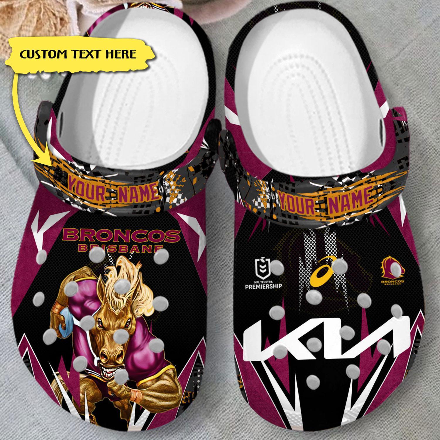 Merchidea Brisbane Broncos NRL Sport Crocs Crocband Clogs Shoes Comfortable For Men Women and Kids