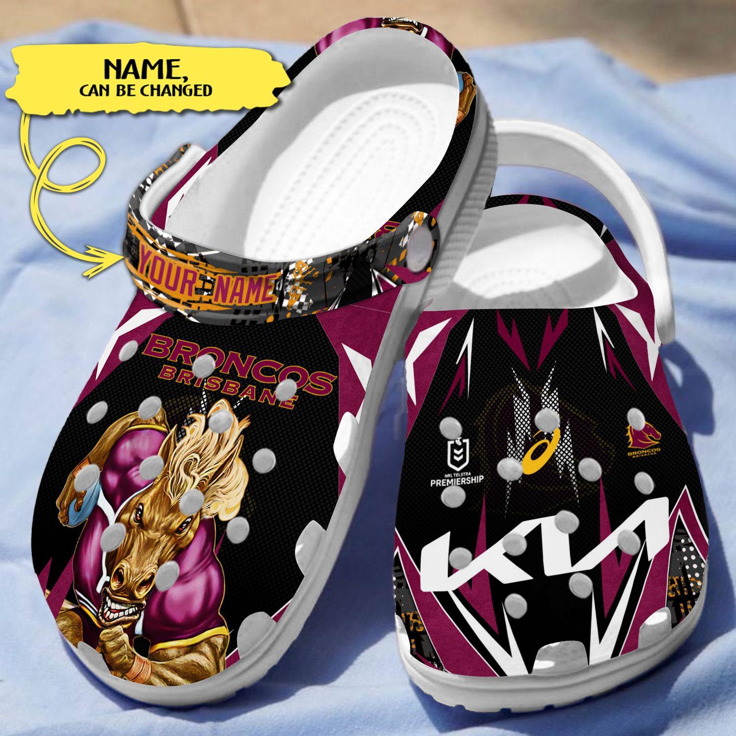 Merchidea Brisbane Broncos NRL Sport Crocs Crocband Clogs Shoes Comfortable For Men Women and Kids