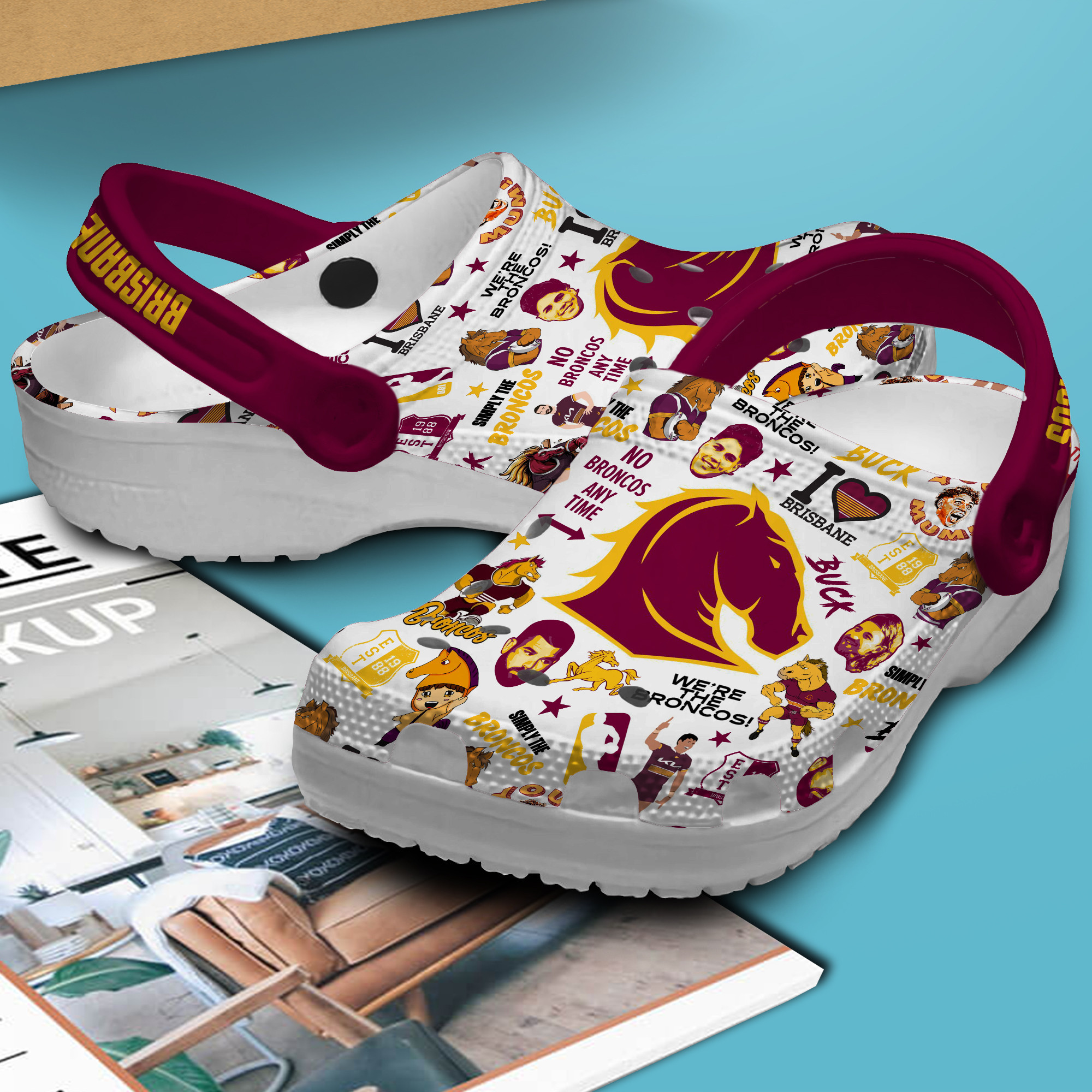 Merchidea Brisbane Broncos NRL Sport Crocs Crocband Clogs Shoes Comfortable For Men Women and Kids