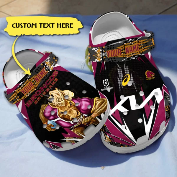 Merchidea Brisbane Broncos NRL Sport Crocs Crocband Clogs Shoes Comfortable For Men Women and Kids
