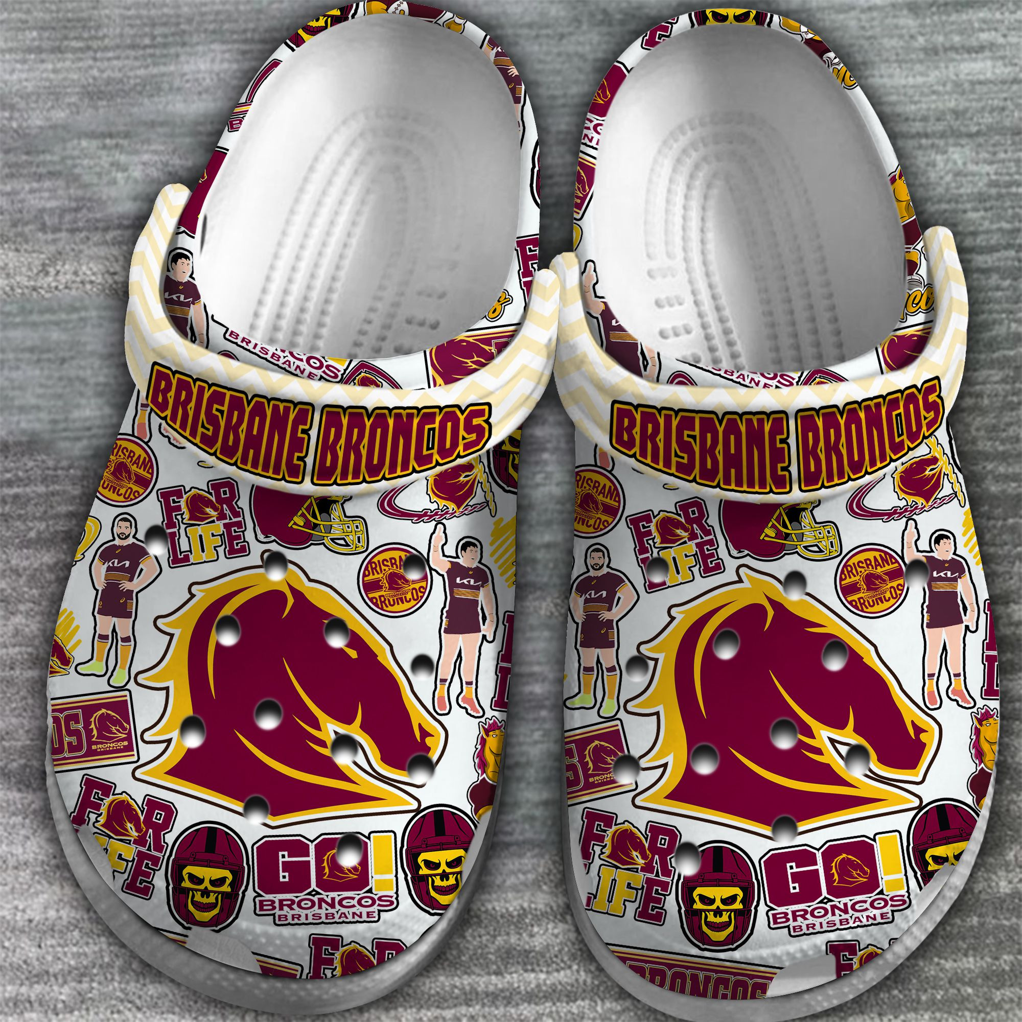 Merchidea Brisbane Broncos NRL Sport Crocs Crocband Clogs Shoes Comfortable For Men Women and Kids