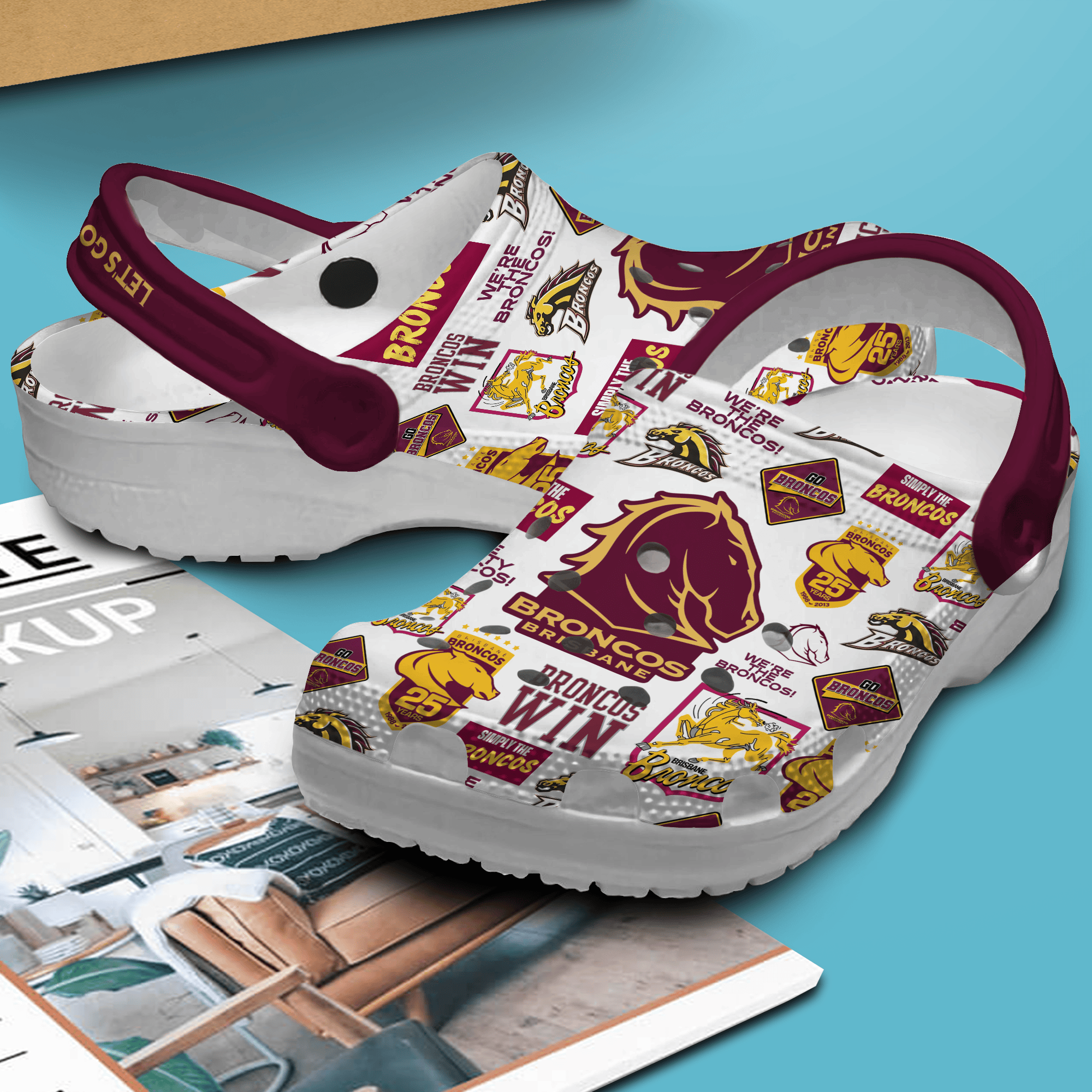 Merchidea Brisbane Broncos NRL Sport Crocs Crocband Clogs Shoes Comfortable For Men Women and Kids