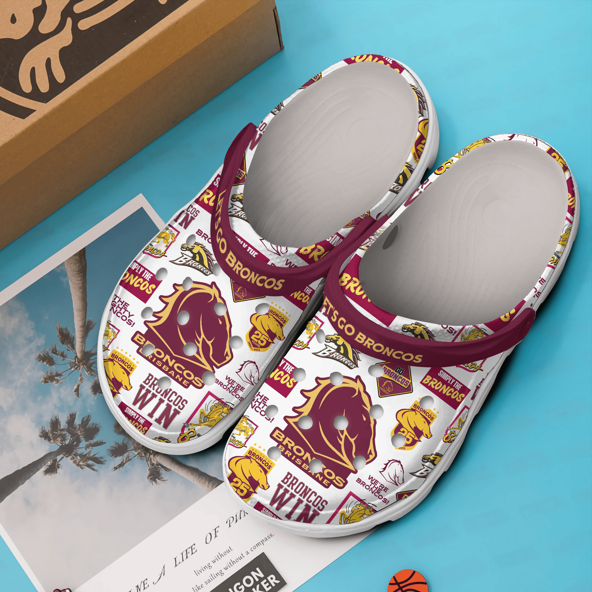 Merchidea Brisbane Broncos NRL Sport Crocs Crocband Clogs Shoes Comfortable For Men Women and Kids