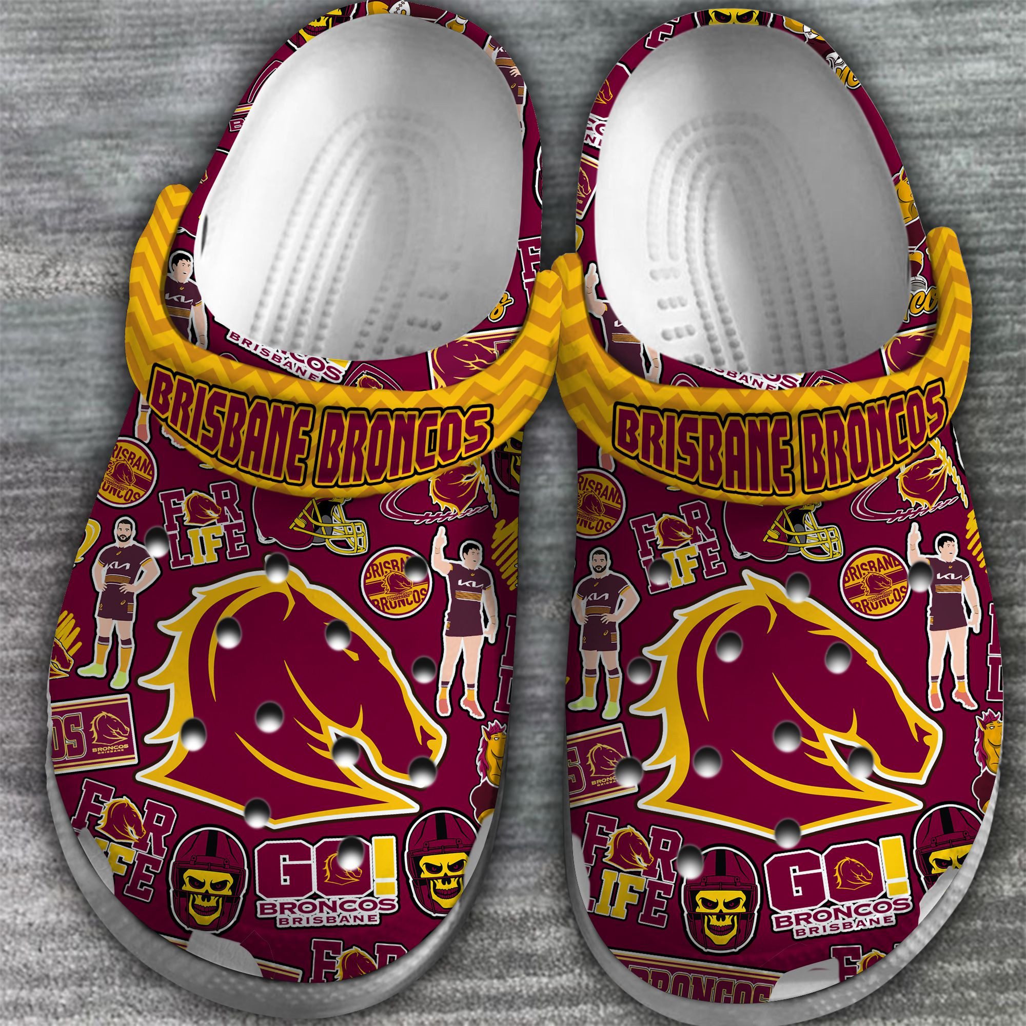 Merchidea Brisbane Broncos NRL Sport Crocs Crocband Clogs Shoes Comfortable For Men Women and Kids