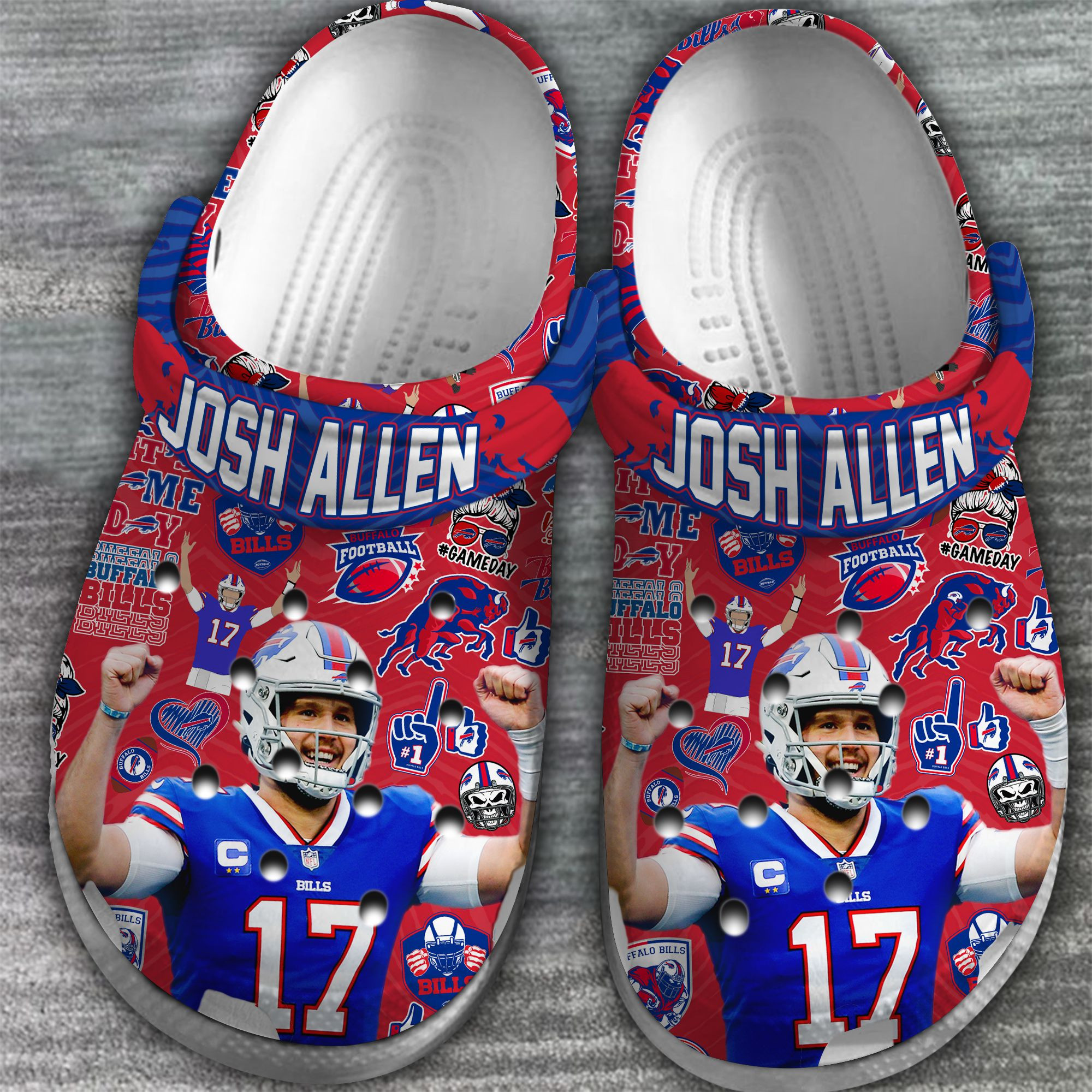 Merchidea Buffalo Bills Josh Allen NFL Sport Crocs Crocband Clogs Shoes Comfortable For Men Women and Kids