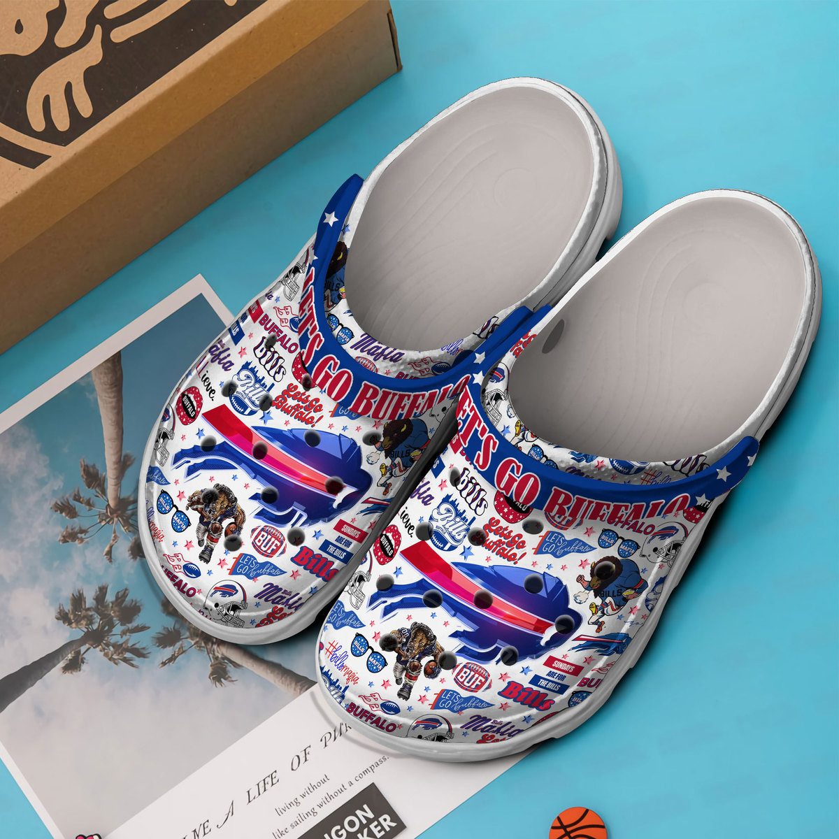 Merchidea Buffalo Bills NFL Sport Crocs Crocband Clogs Shoes Comfortable For Men Women and Kids