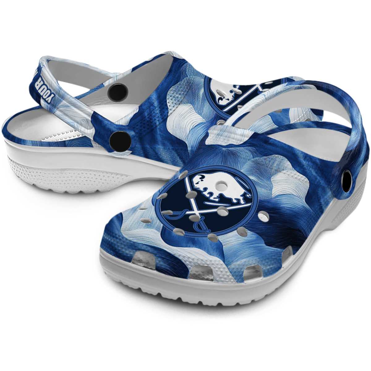 Merchidea Buffalo Sabres NHL Sport Crocs Crocband Clogs Shoes Comfortable For Men Women and Kids