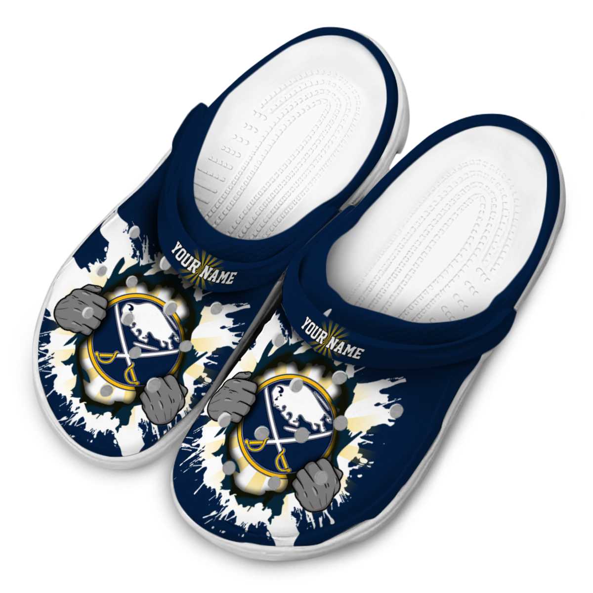 Merchidea Buffalo Sabres NHL Sport Crocs Crocband Clogs Shoes Comfortable For Men Women and Kids