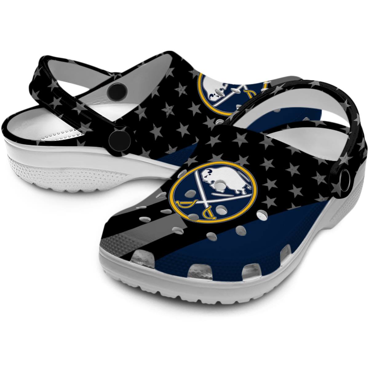 Merchidea Buffalo Sabres NHL Sport Crocs Crocband Clogs Shoes Comfortable For Men Women and Kids