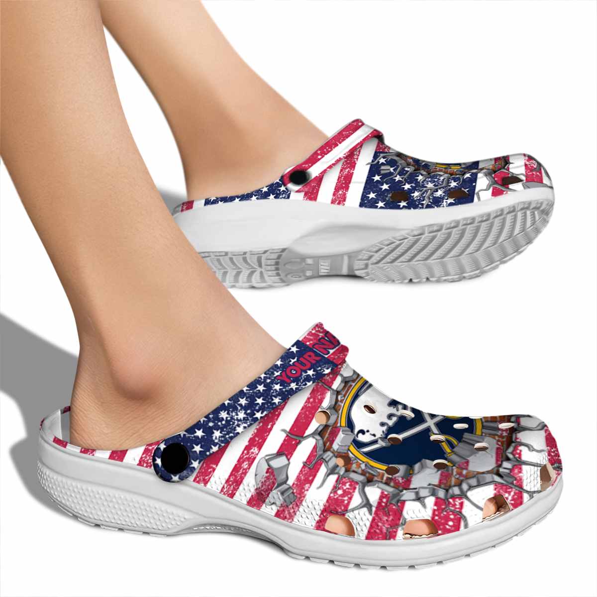 Merchidea Buffalo Sabres NHL Sport Crocs Crocband Clogs Shoes Comfortable For Men Women and Kids