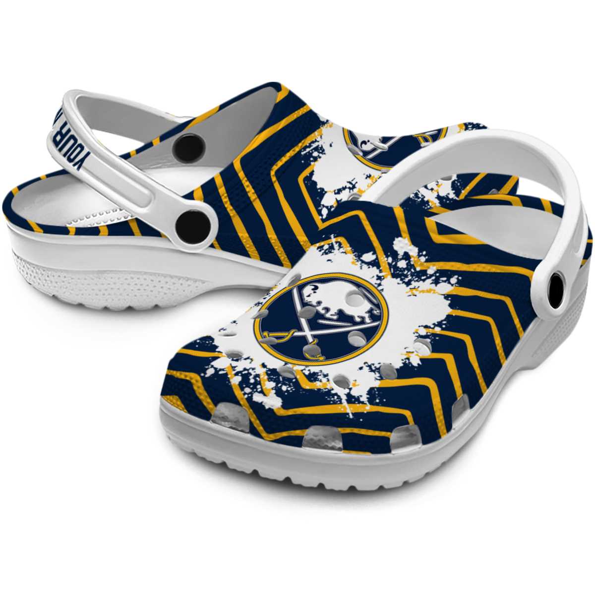 Merchidea Buffalo Sabres NHL Sport Crocs Crocband Clogs Shoes Comfortable For Men Women and Kids