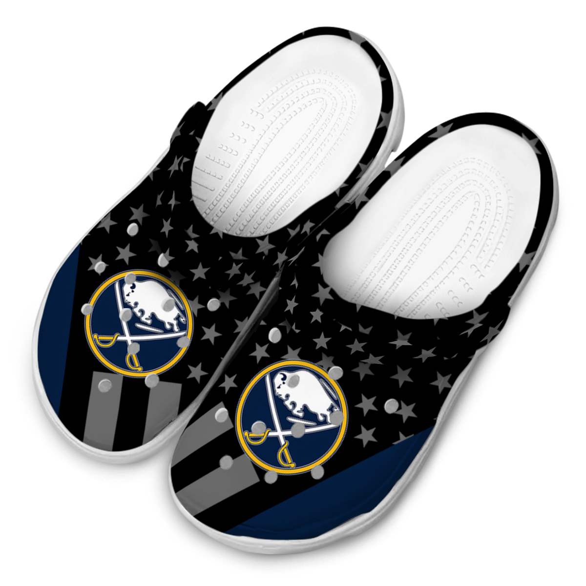 Merchidea Buffalo Sabres NHL Sport Crocs Crocband Clogs Shoes Comfortable For Men Women and Kids