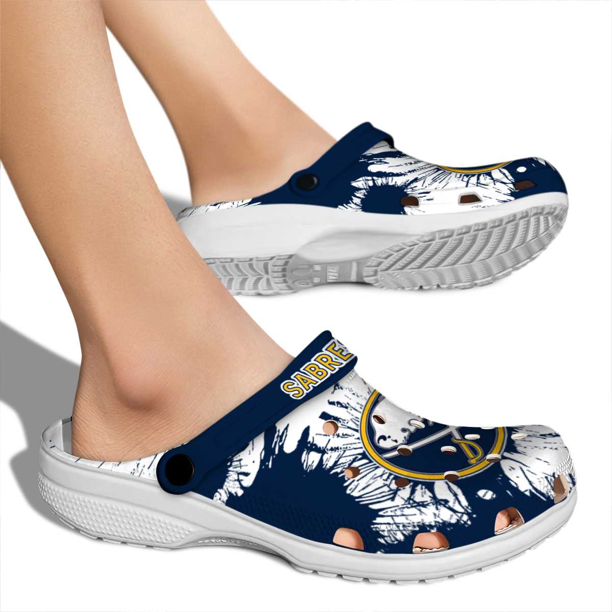 Merchidea Buffalo Sabres NHL Sport Crocs Crocband Clogs Shoes Comfortable For Men Women and Kids