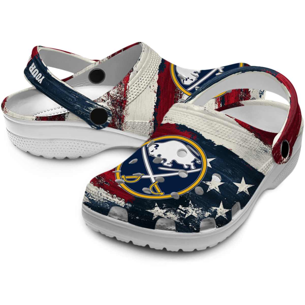 Merchidea Buffalo Sabres NHL Sport Crocs Crocband Clogs Shoes Comfortable For Men Women and Kids