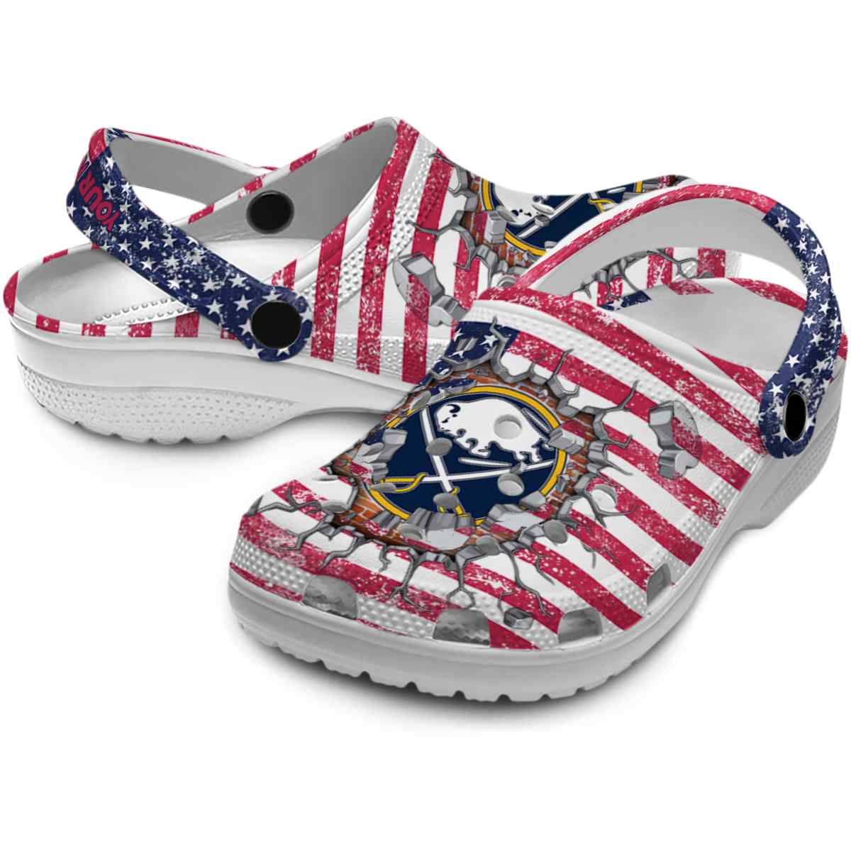Merchidea Buffalo Sabres NHL Sport Crocs Crocband Clogs Shoes Comfortable For Men Women and Kids