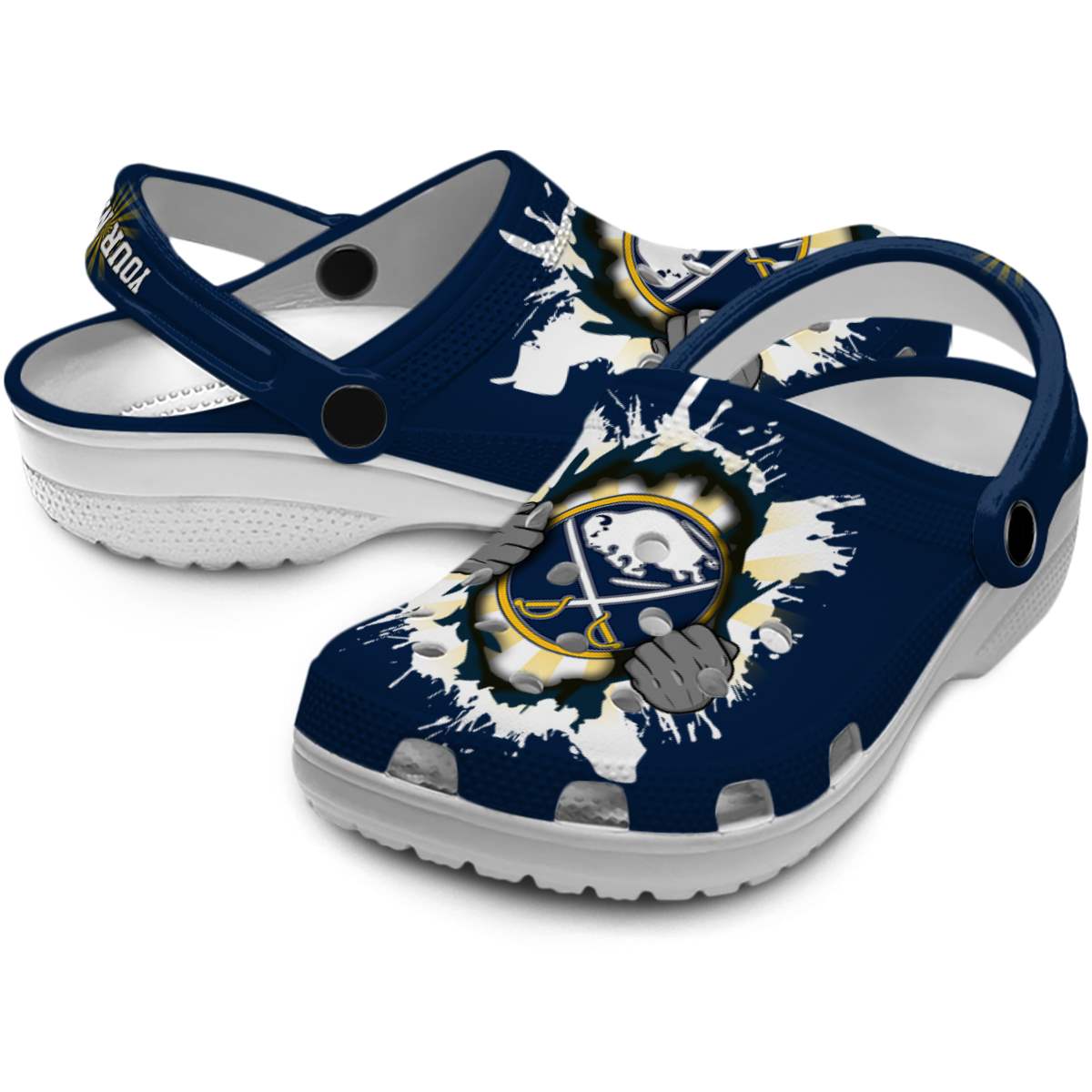 Merchidea Buffalo Sabres NHL Sport Crocs Crocband Clogs Shoes Comfortable For Men Women and Kids