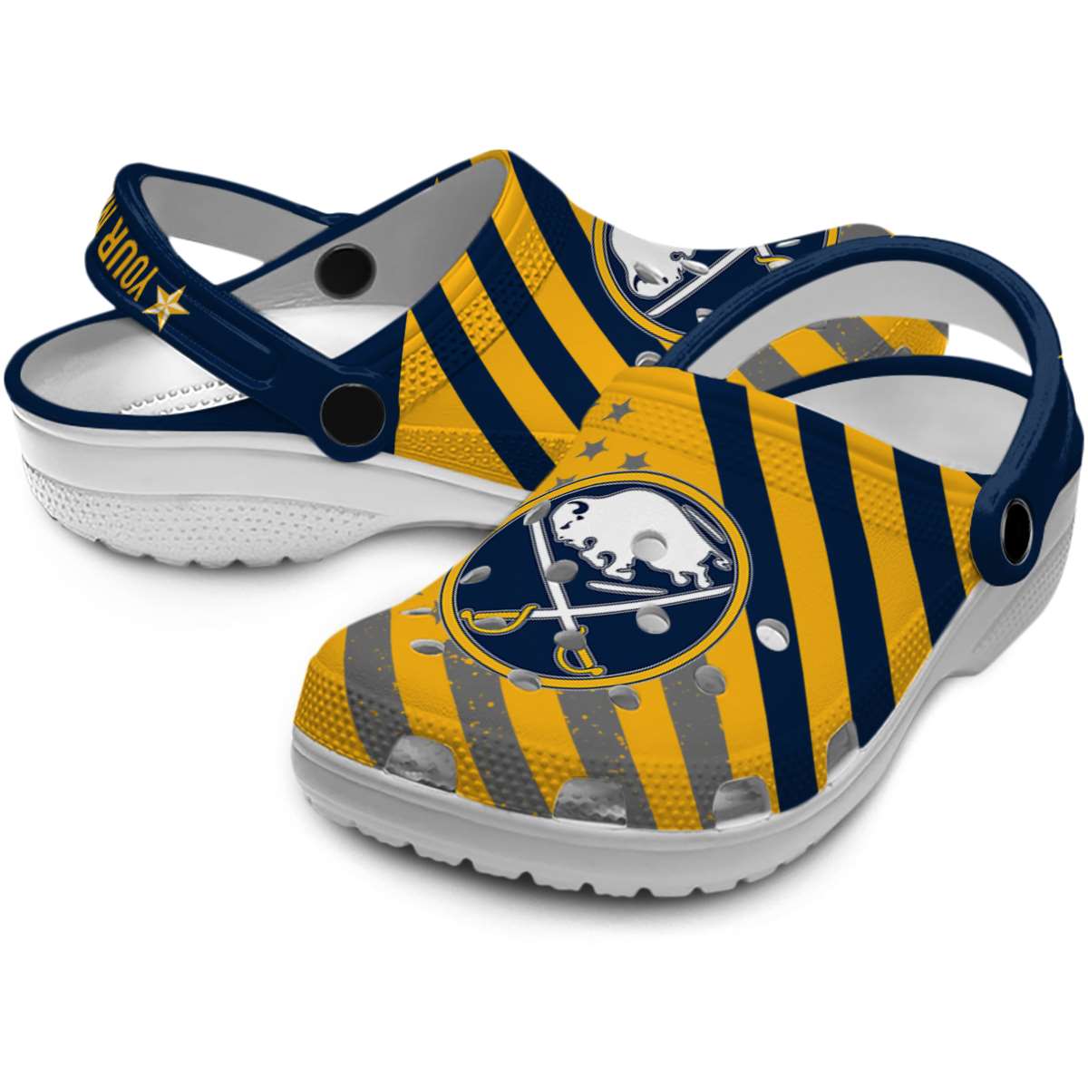 Merchidea Buffalo Sabres NHL Sport Crocs Crocband Clogs Shoes Comfortable For Men Women and Kids